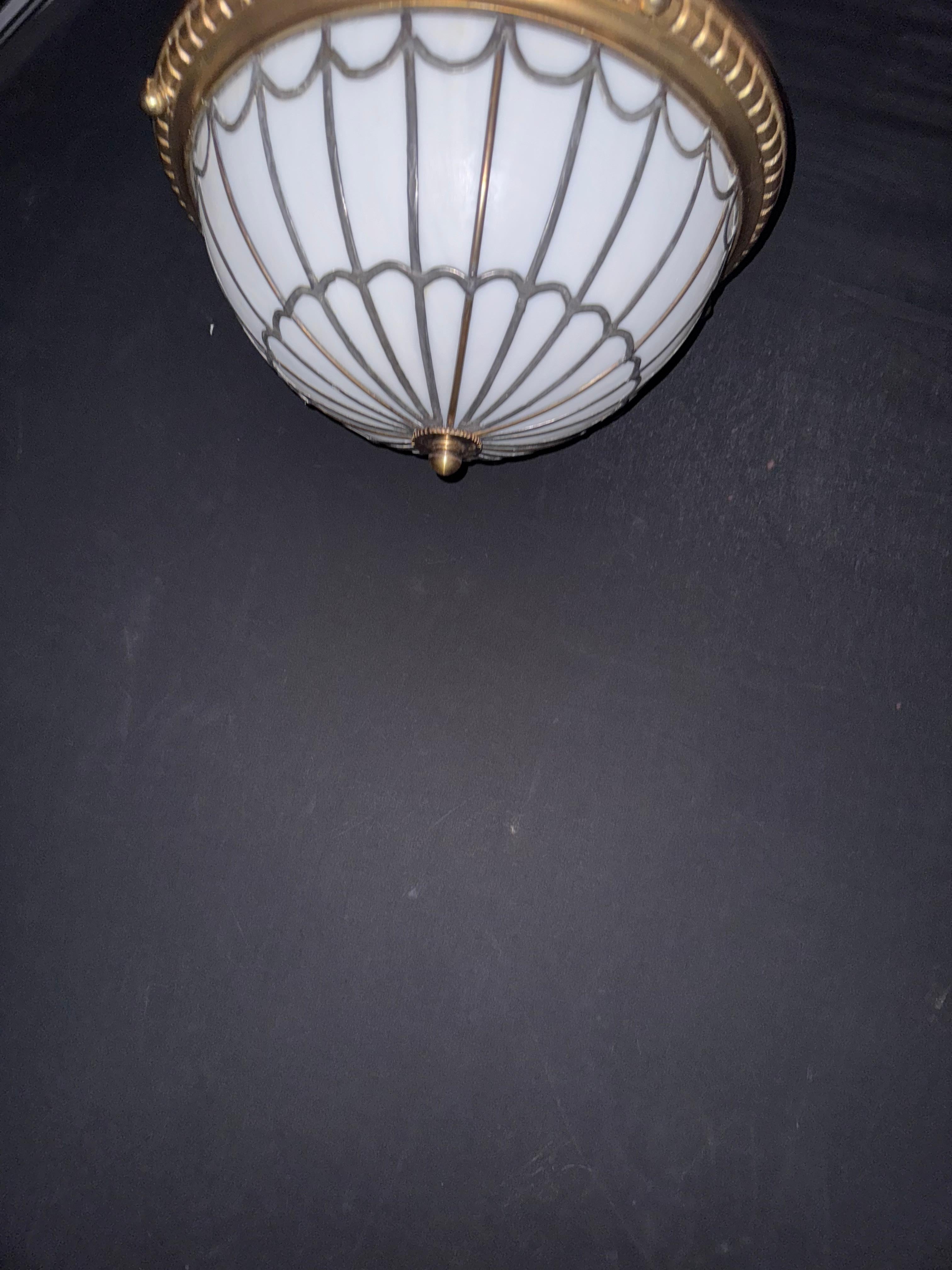 Early 20th Century 1900 Caldwell Leaded Glass Light Fixture For Sale