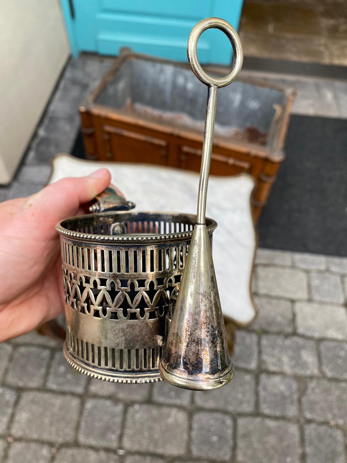 Circa 1900 Candle Holder with Snuffer, Marked H & I Gardner 453 Strand 7996 For Sale 7