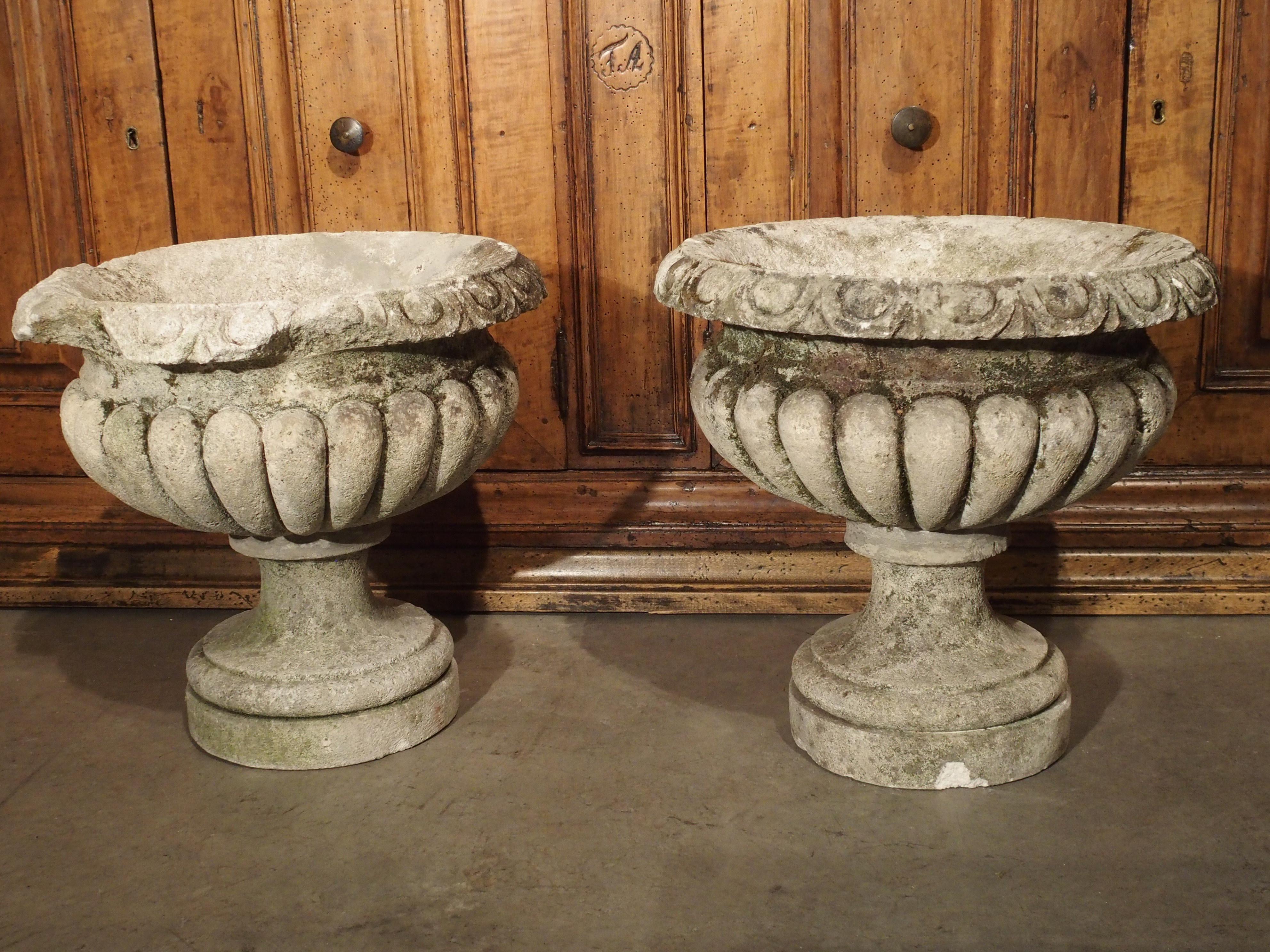 20th Century Carved Vicenza Stone Vases from Italy, circa 1900