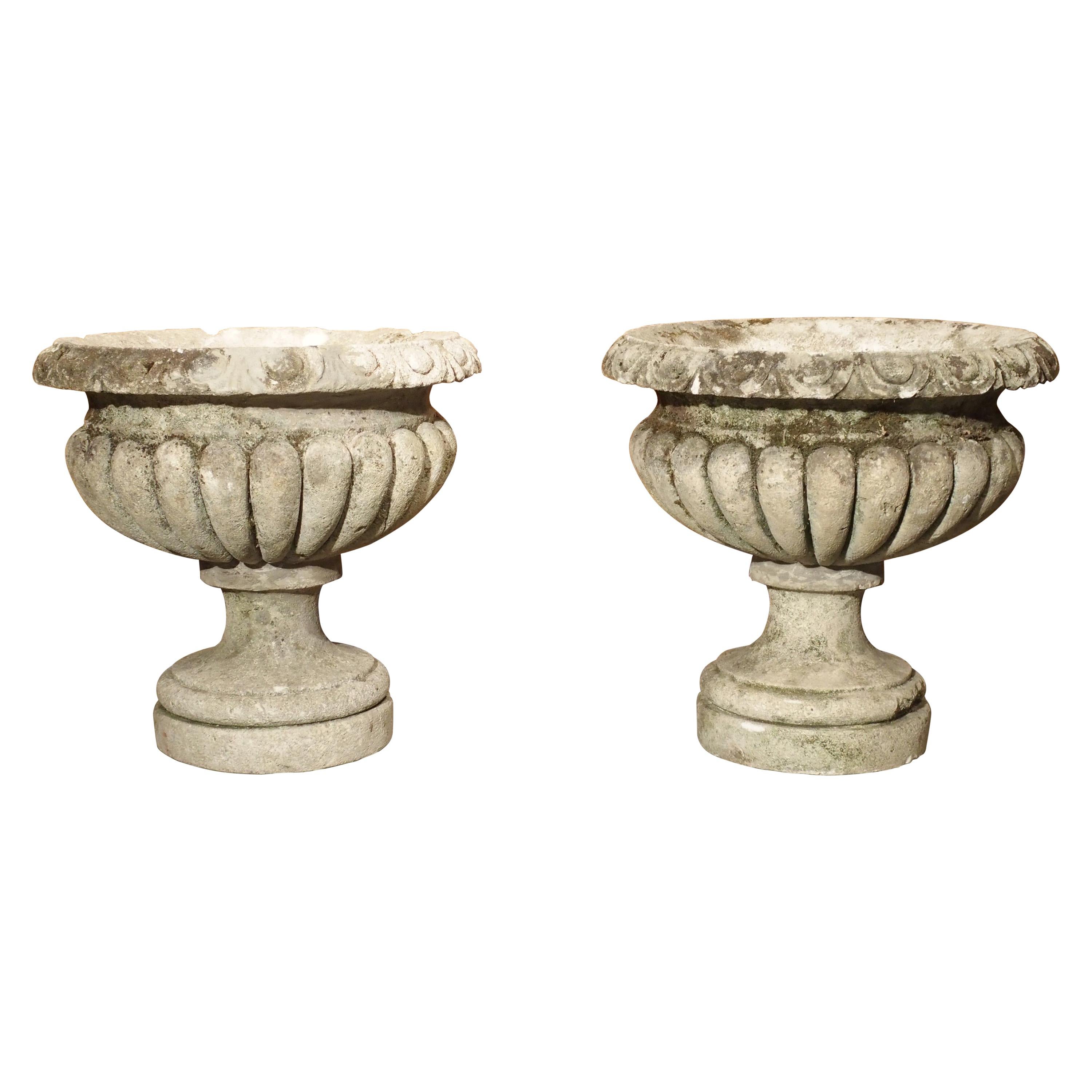 Carved Vicenza Stone Vases from Italy, circa 1900