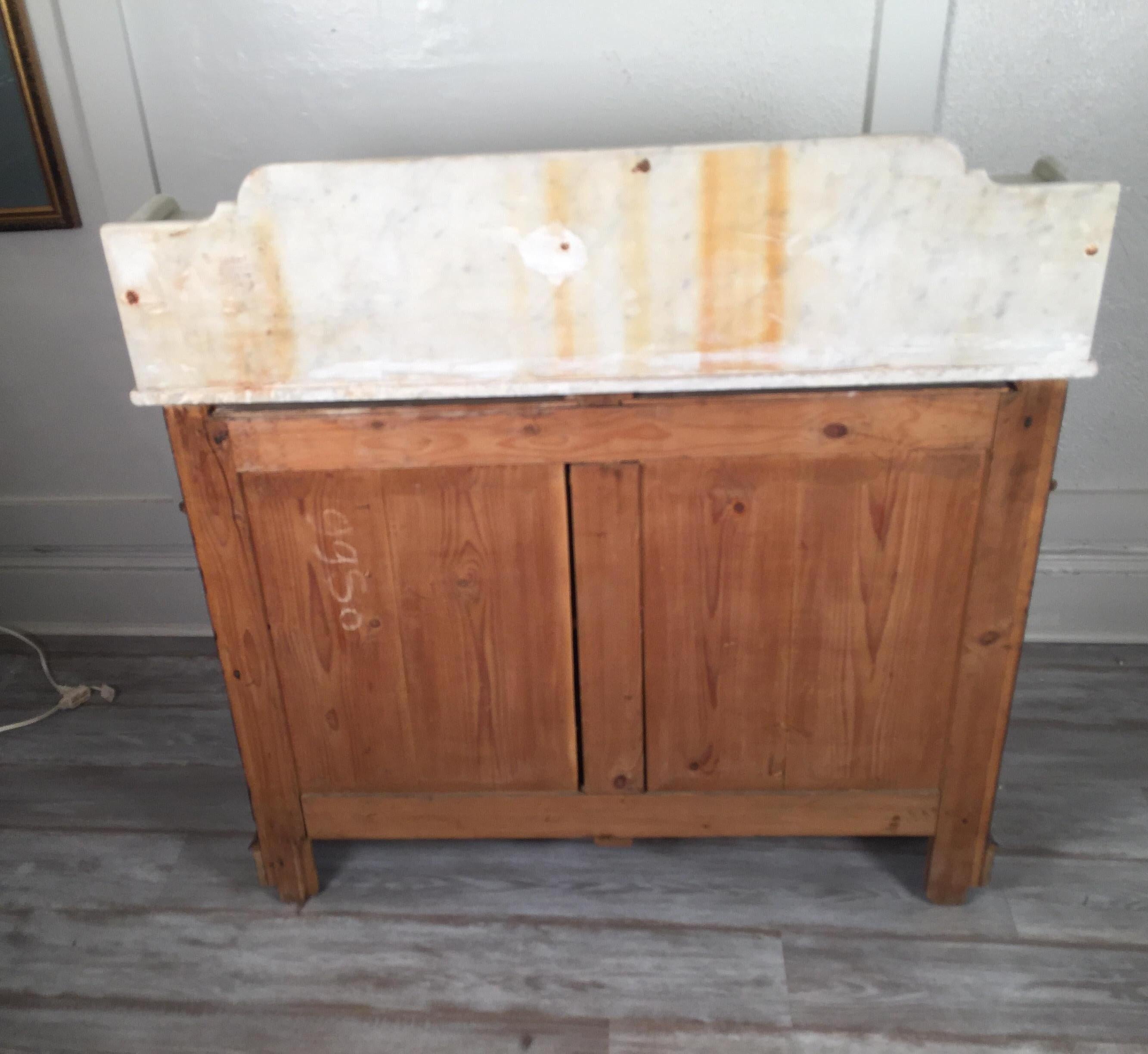 Carved Wood Faux Bamboo Two-Tier Marble-Top Cabinet, Dry Bar, circa 1900 11