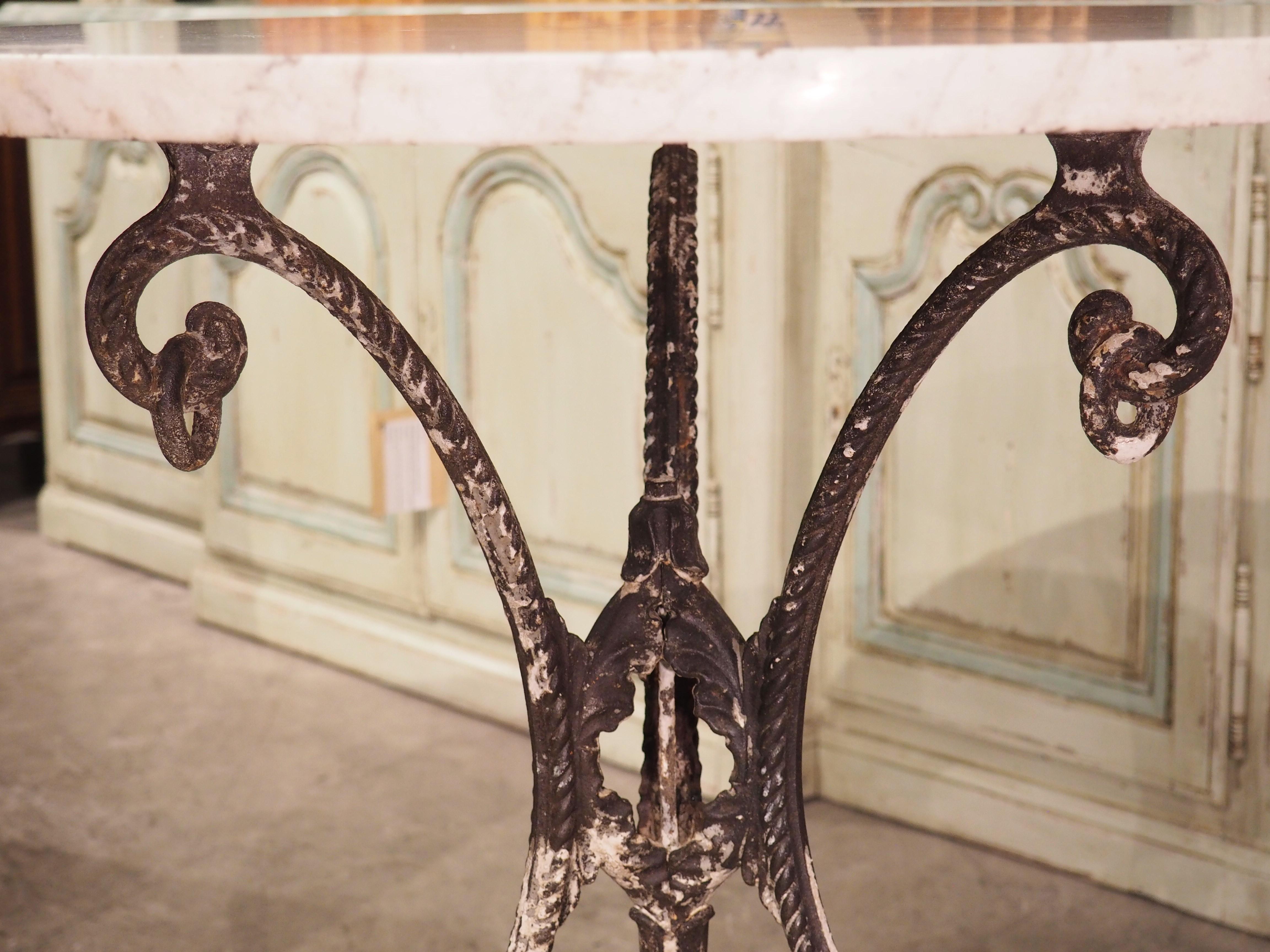 Circa 1900 Cast Iron and Marble Bistro Table from France 7