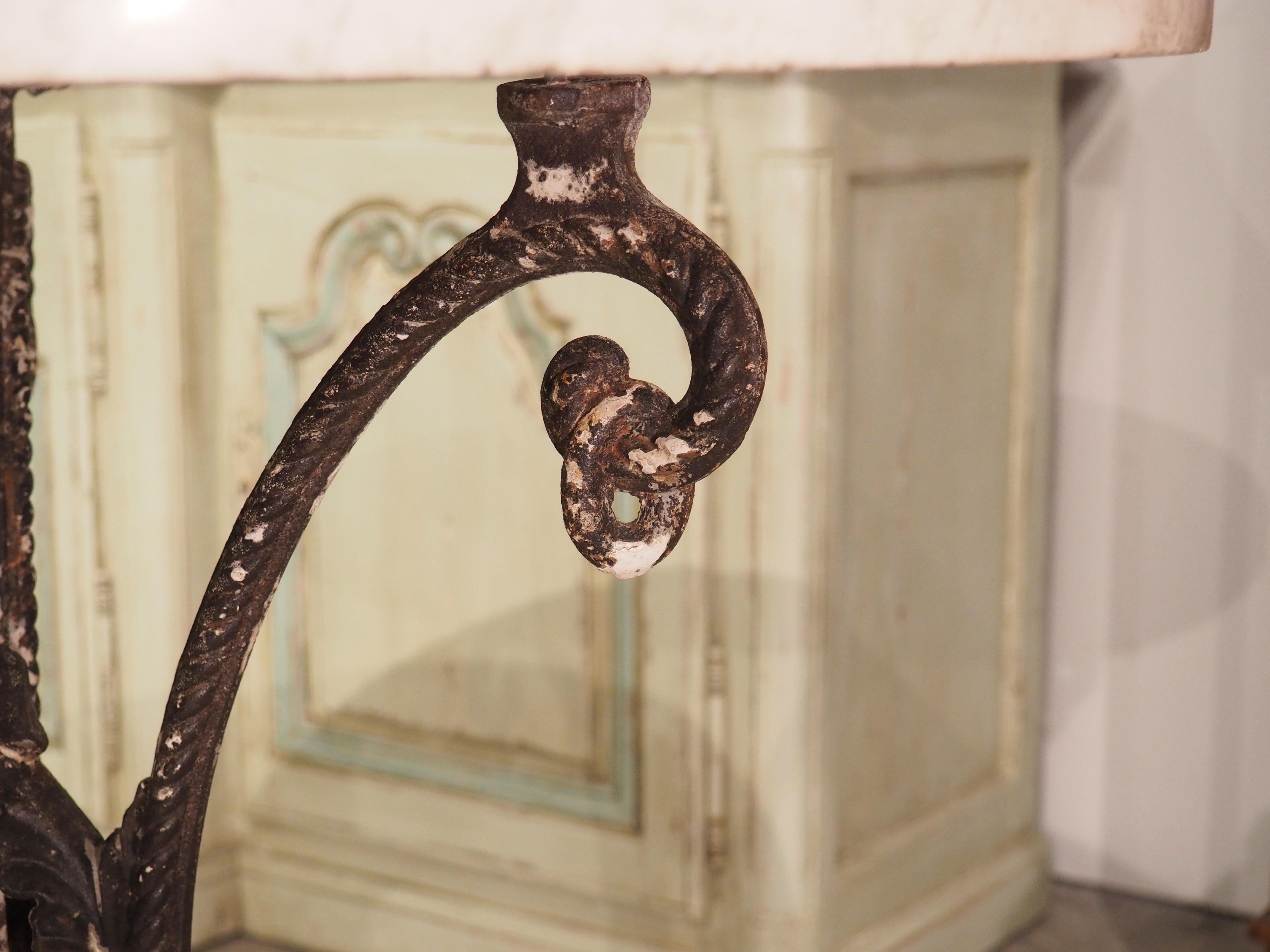 Circa 1900 Cast Iron and Marble Bistro Table from France 9