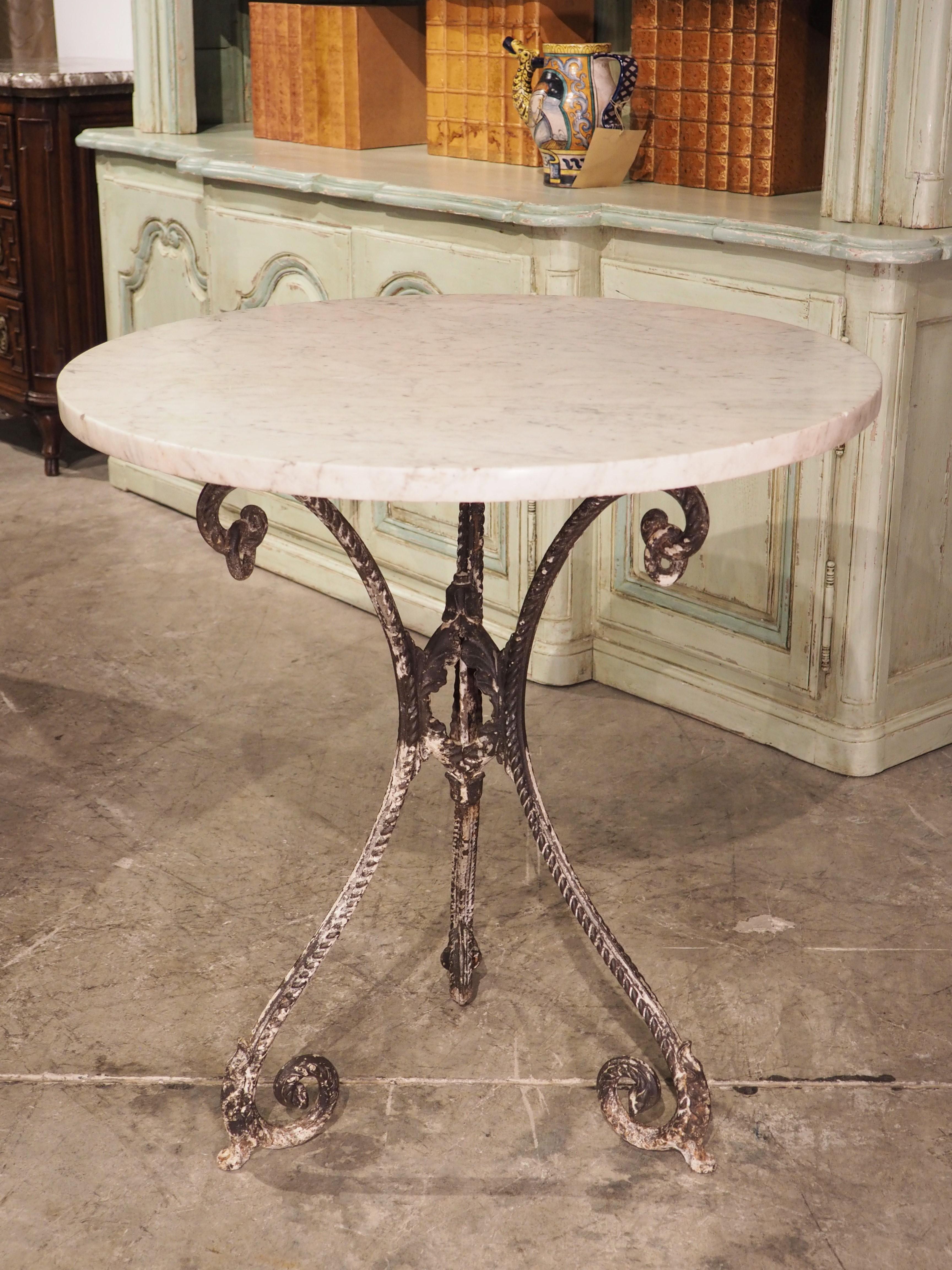 Circa 1900 Cast Iron and Marble Bistro Table from France 10