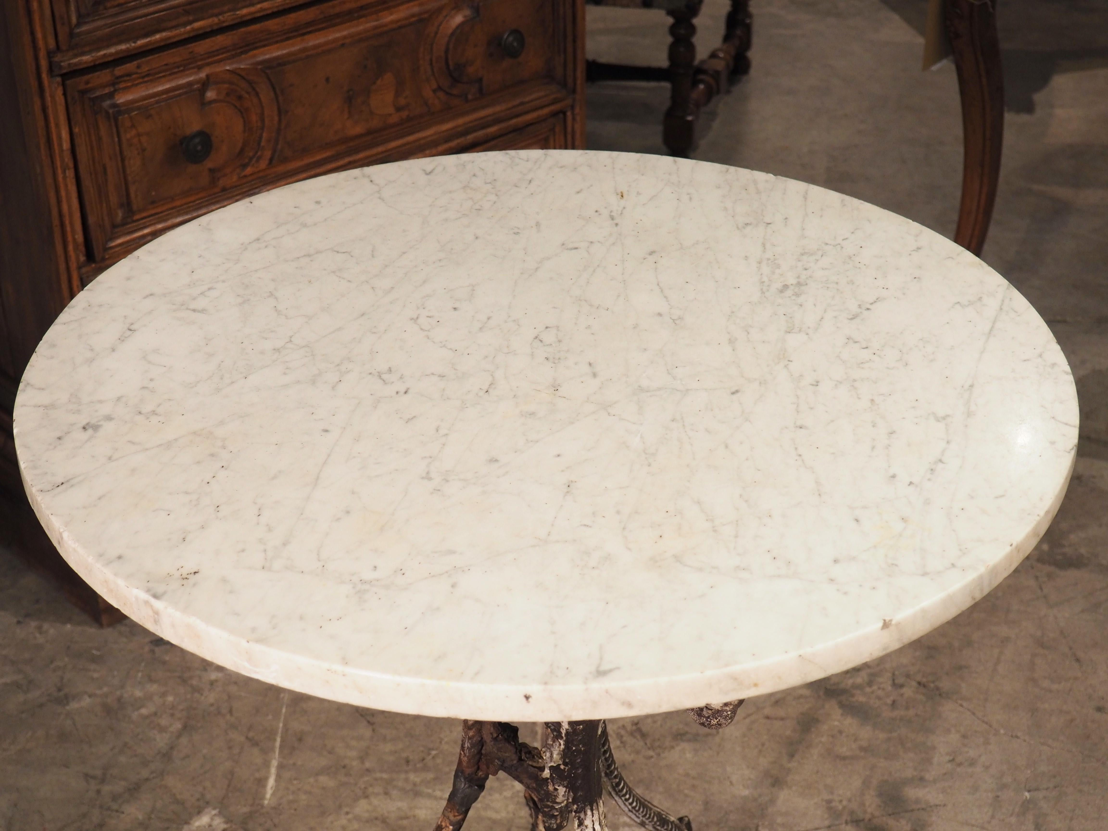 Circa 1900 Cast Iron and Marble Bistro Table from France In Good Condition In Dallas, TX