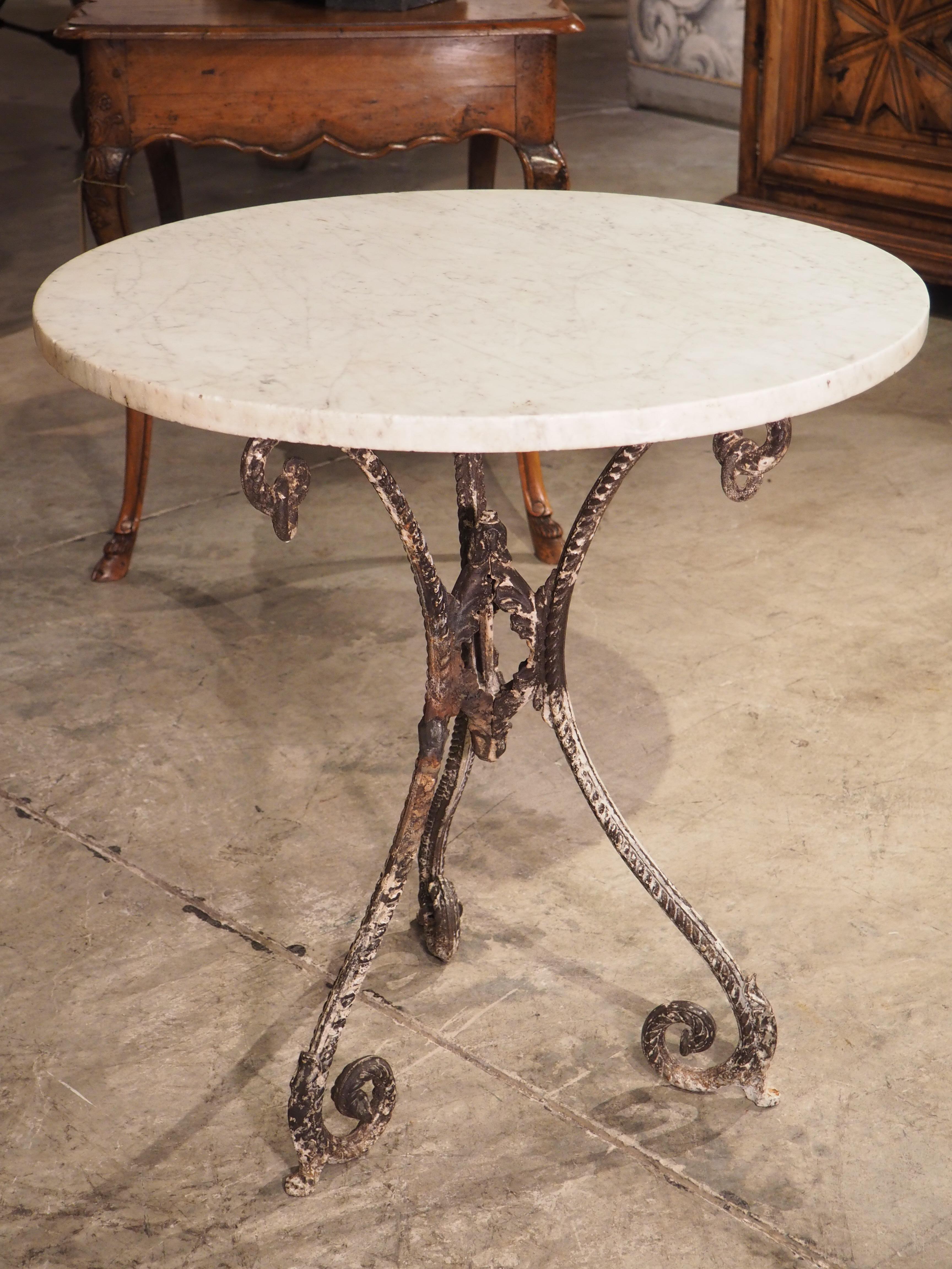 Early 20th Century Circa 1900 Cast Iron and Marble Bistro Table from France