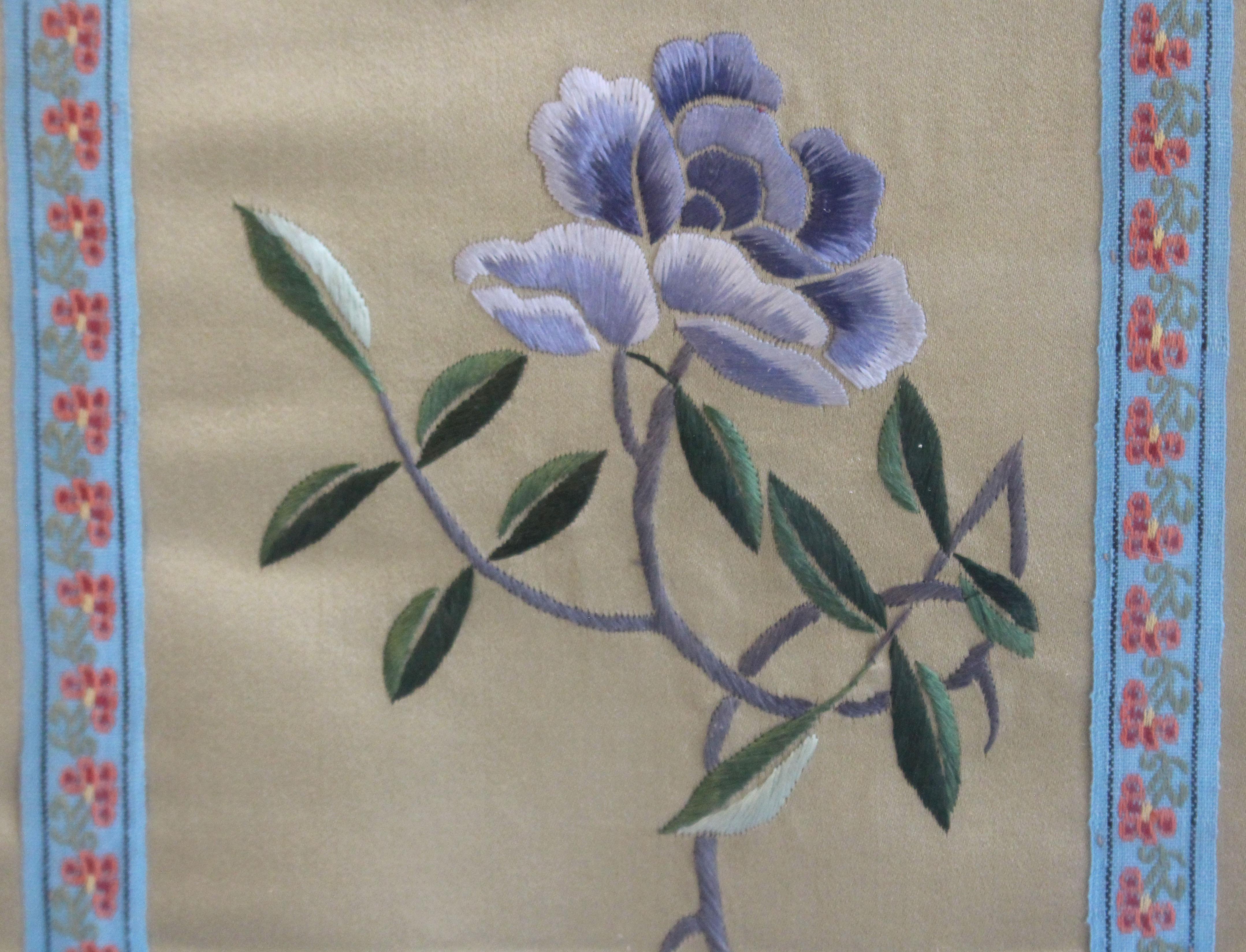 Qing Circa 1900 Chinese Silk Panel in Frame
