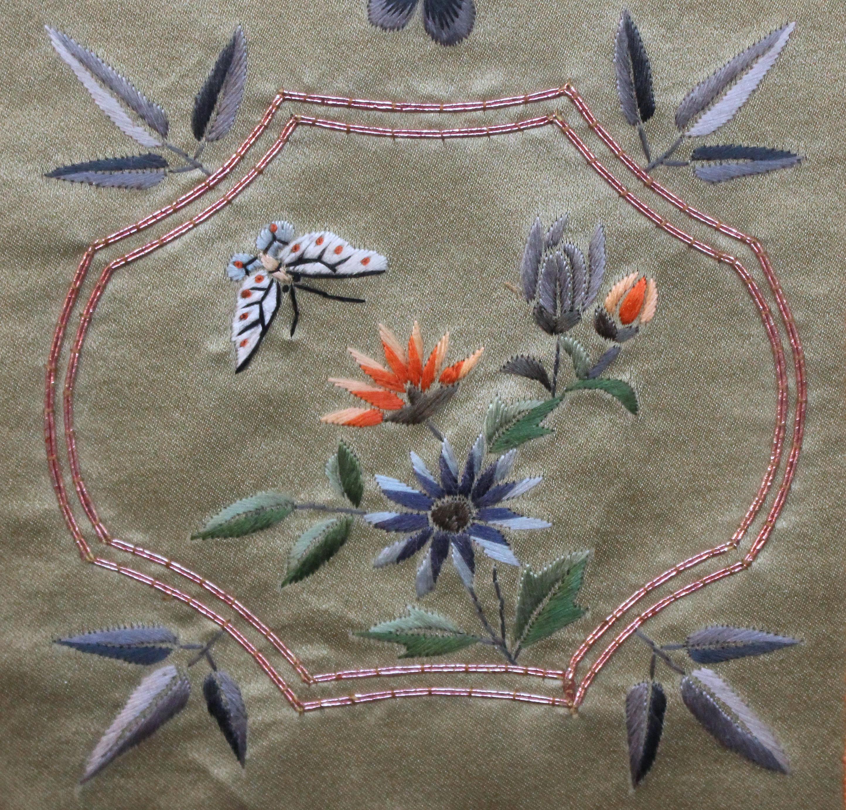 20th Century Circa 1900 Chinese Silk Panel in Frame For Sale