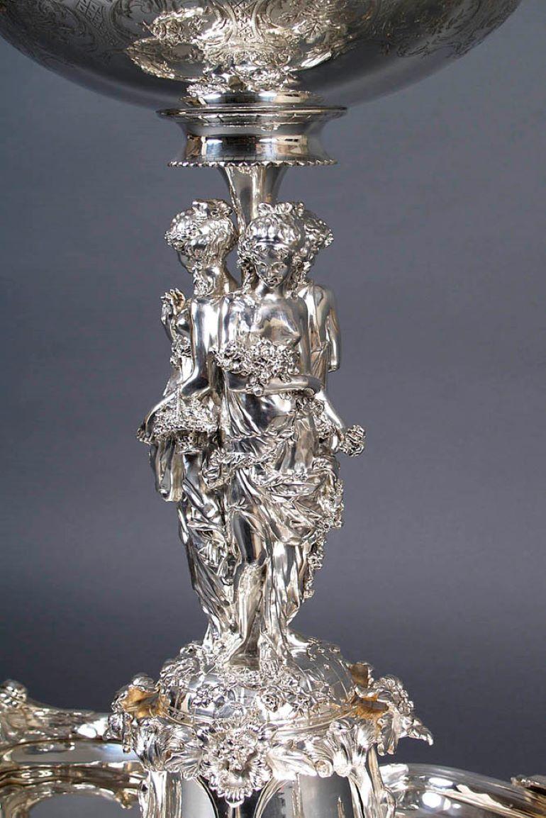 French Christofle Silver Plated Bronze Table Center 'Surtout de table', circa 1900 For Sale