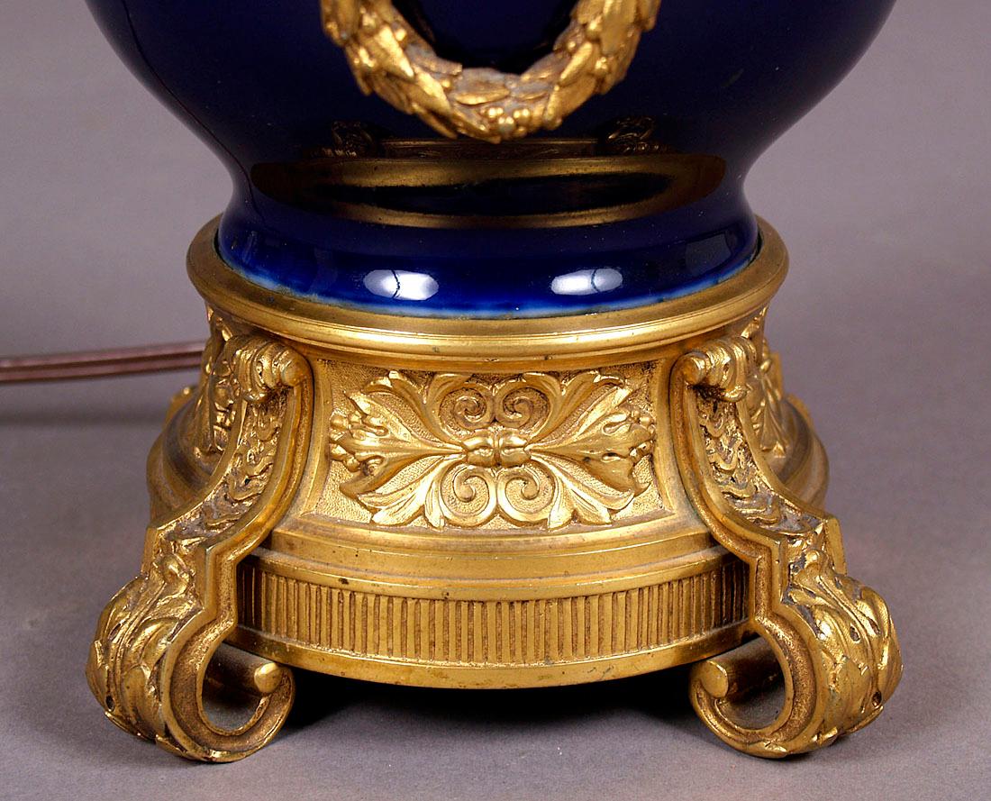 Cobalt Porcelain and Gilded Bronze Table Lamp, circa 1900 In Good Condition In Liverpool, GB