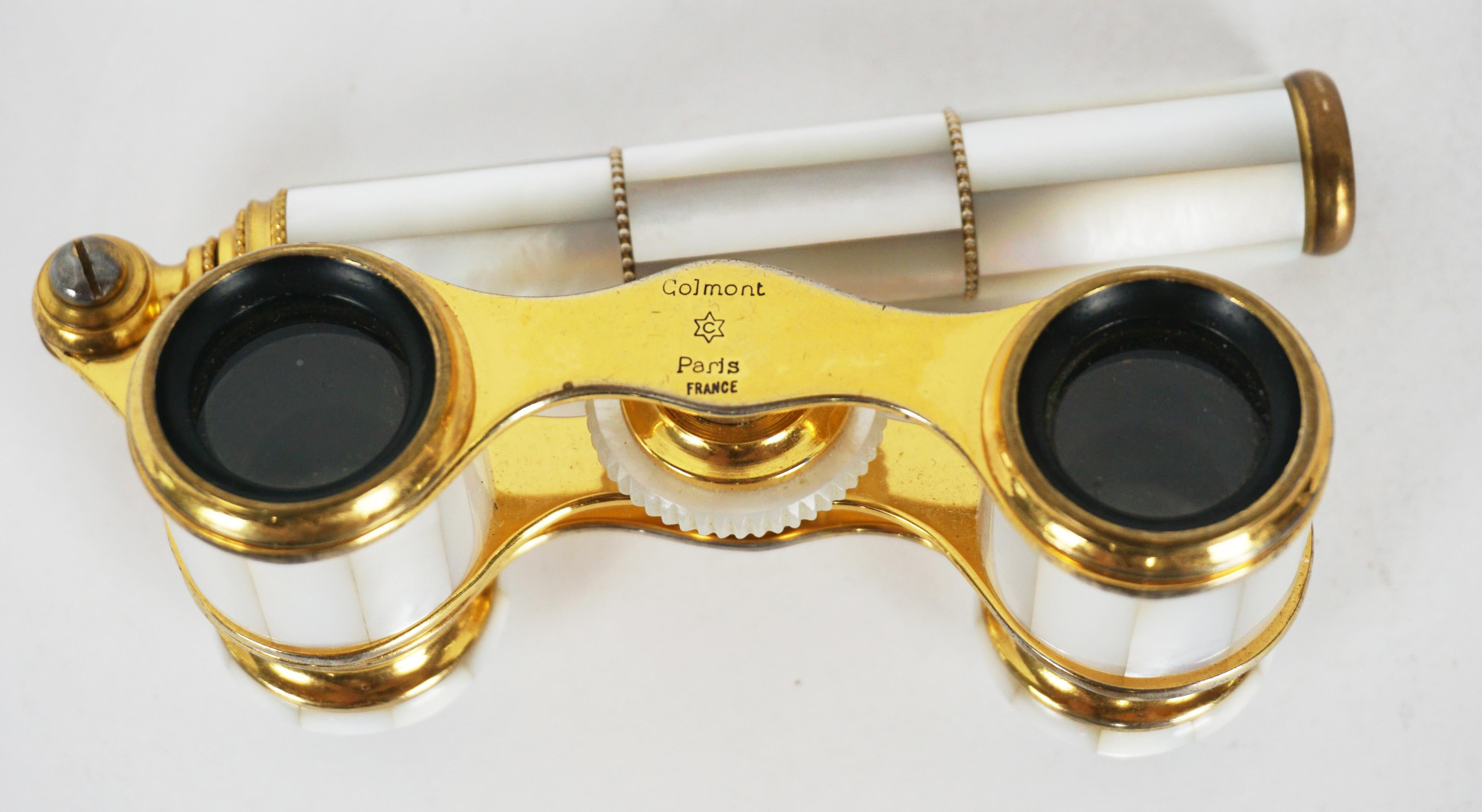 French Circa 1900 Colmont Paris Mother of Pearl Ladies Lorgnette Theater/Opera Glasses