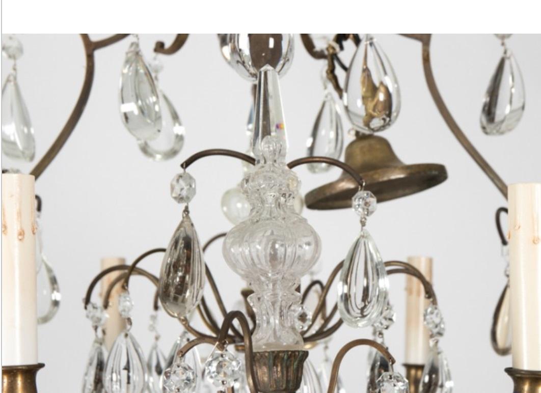 Early 20th Century Antique French Eight Light Crystal Chandelier For Sale