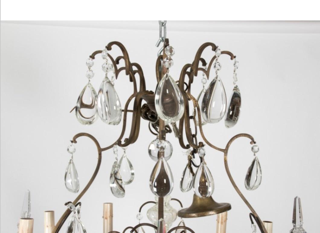 Antique French Eight Light Crystal Chandelier For Sale 1