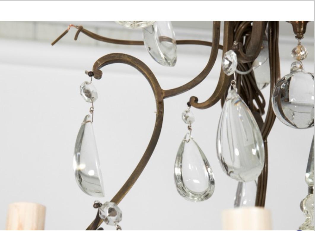 Antique French Eight Light Crystal Chandelier For Sale 4