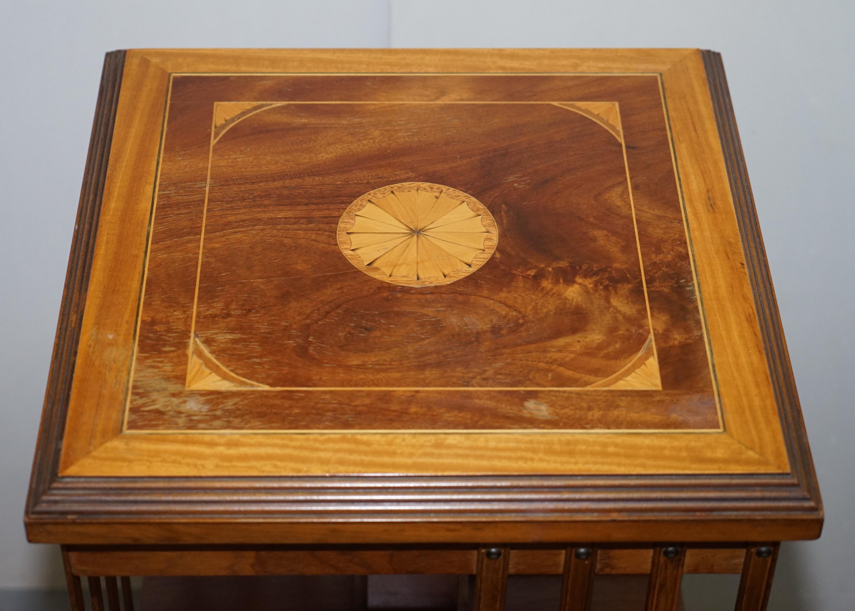 Early 20th Century Edwardian Burr Walnut & Satinwood Revolving Bookcases Sheraton Inlaid circa 1900 For Sale