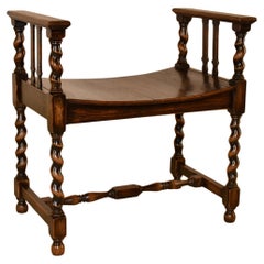 Antique Circa 1900 Edwardian English Oak Bench