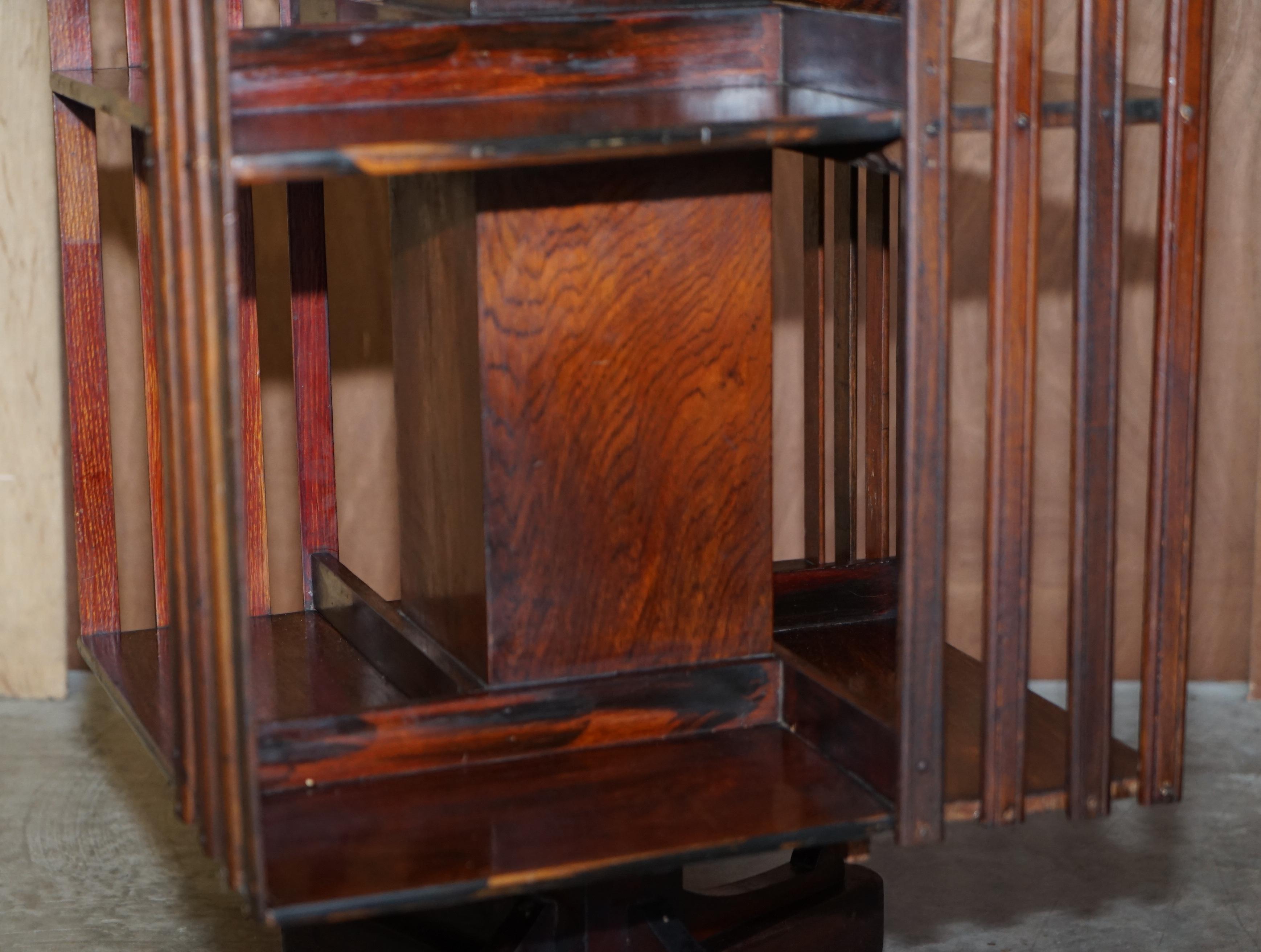 Circa 1900 Edwardian Hardwood Revolving Bookcase Sheraton Inlaid Book Table For Sale 10