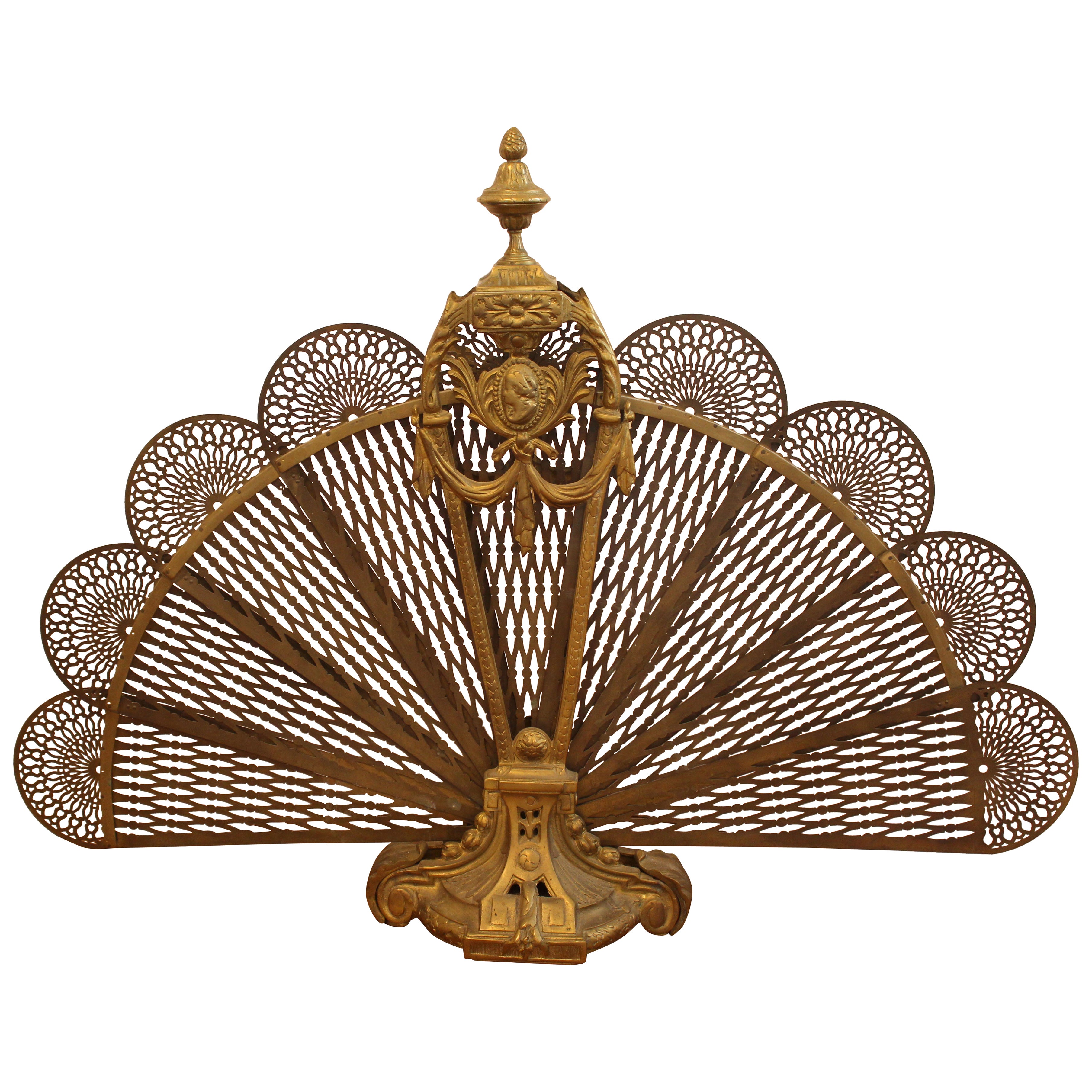 Circa 1900 English Brass Fireplace Fan