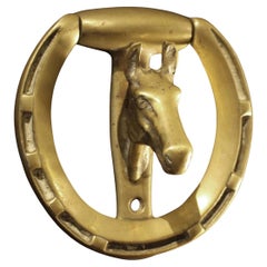 Circa 1900 English Brass Horse Motif Door Knocker