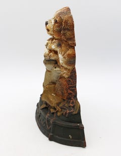 Circa 1900 English Cast Iron Painted Dog Doorstop