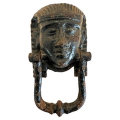 Used Circa 1900 English Cast Iron Pharaoh Head Door Knocker