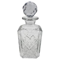 Circa 1900 English Cut Corner Square Decanter With Stopper