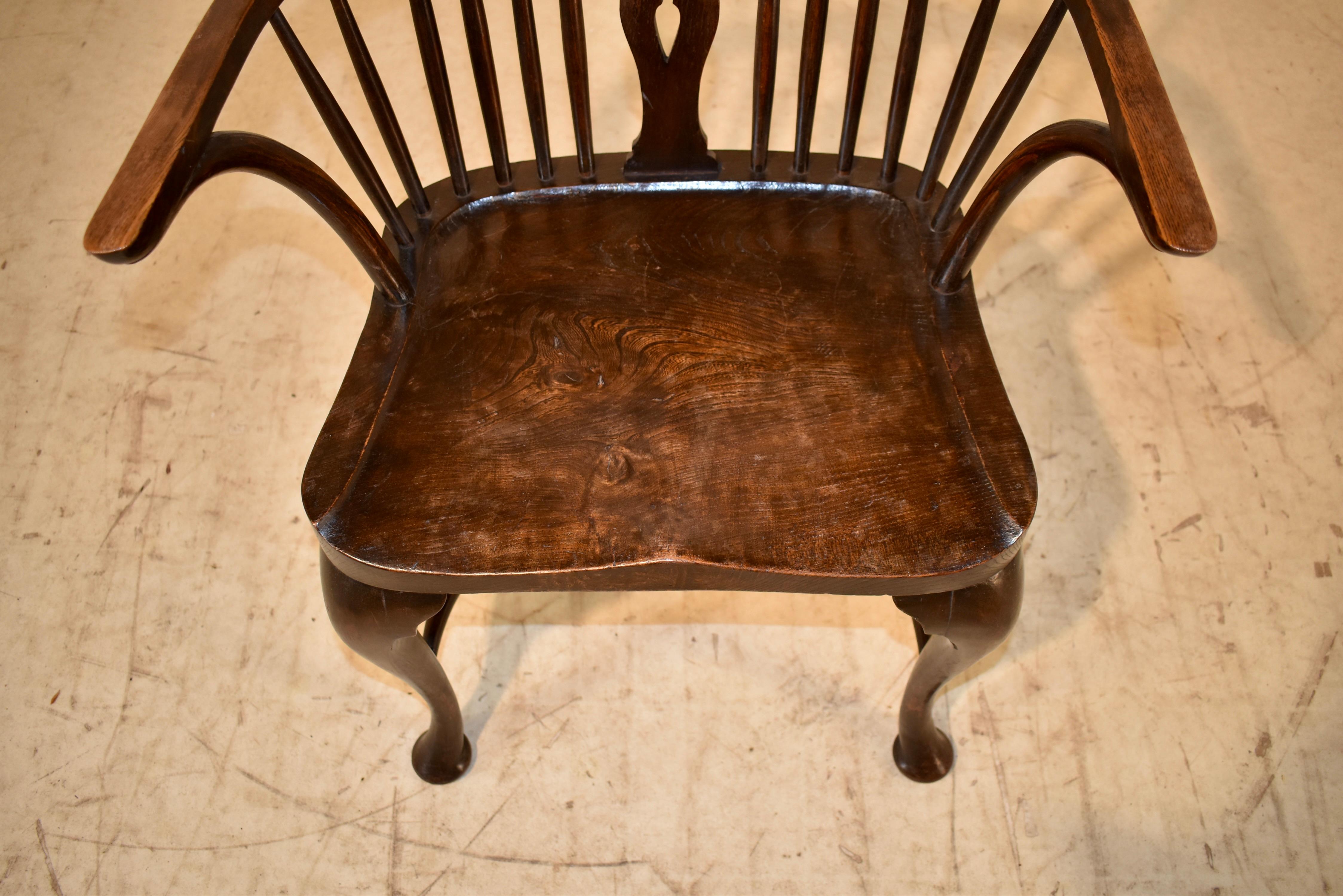 Elm Circa 1900 English Double Bow Windsor Chair For Sale
