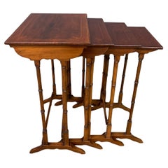 Circa 1900 English Edwardian Period Set of 4 Nesting Tables