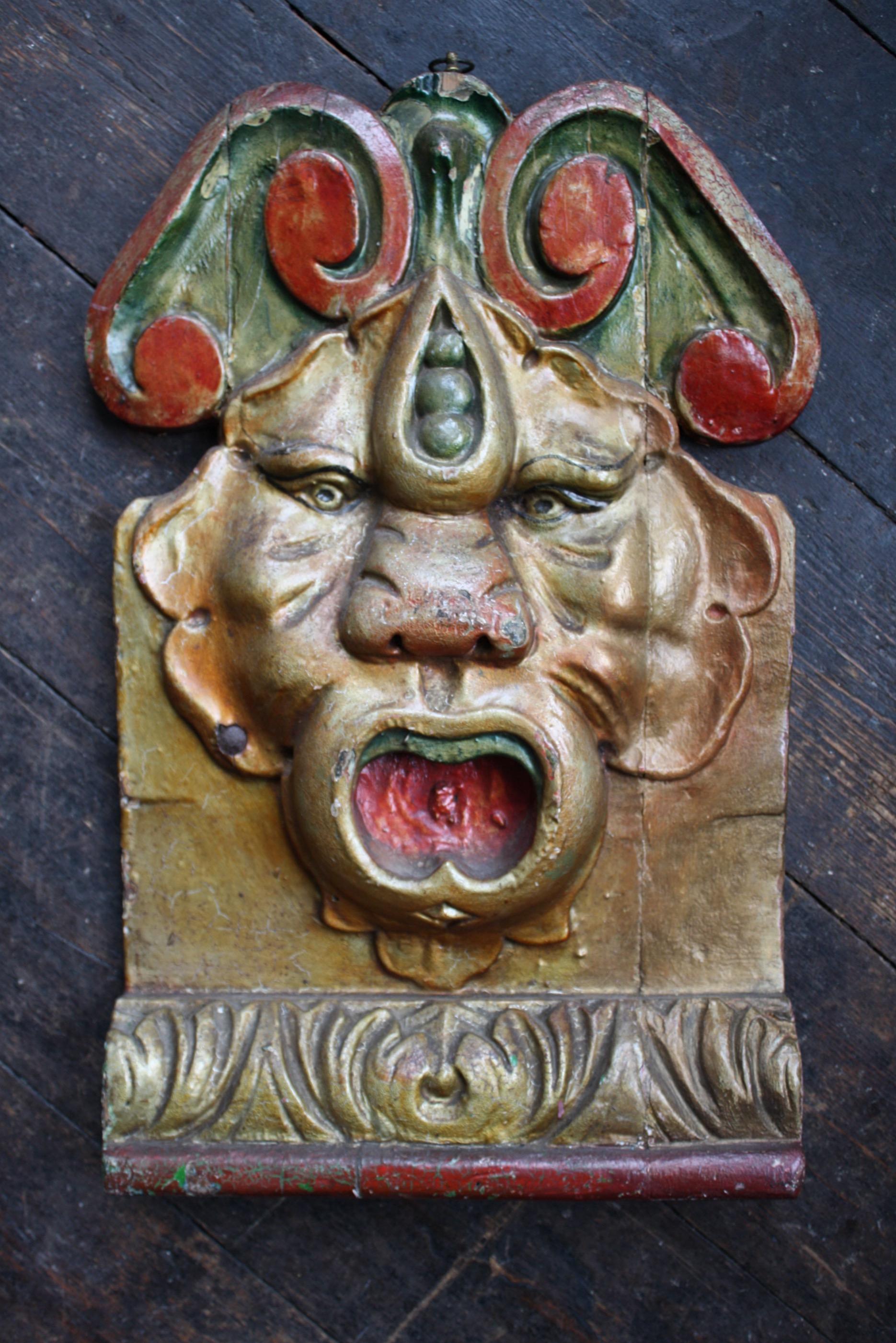 Circa 1900 English Grotesques Carved Fairground Panel Orton & Spooner Folk Art 11