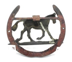 Circa 1900 English Iron Horse & Horse Shoe Door Knocker