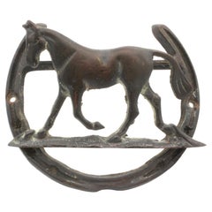 Knocker de porte anglais en fer pour chevaux et chaussures de cheval vers 1900