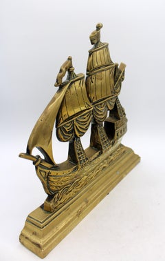 Circa 1900 English Large Brass Ship Doorstop