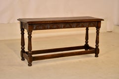 Circa 1900 English Oak Carved Bench
