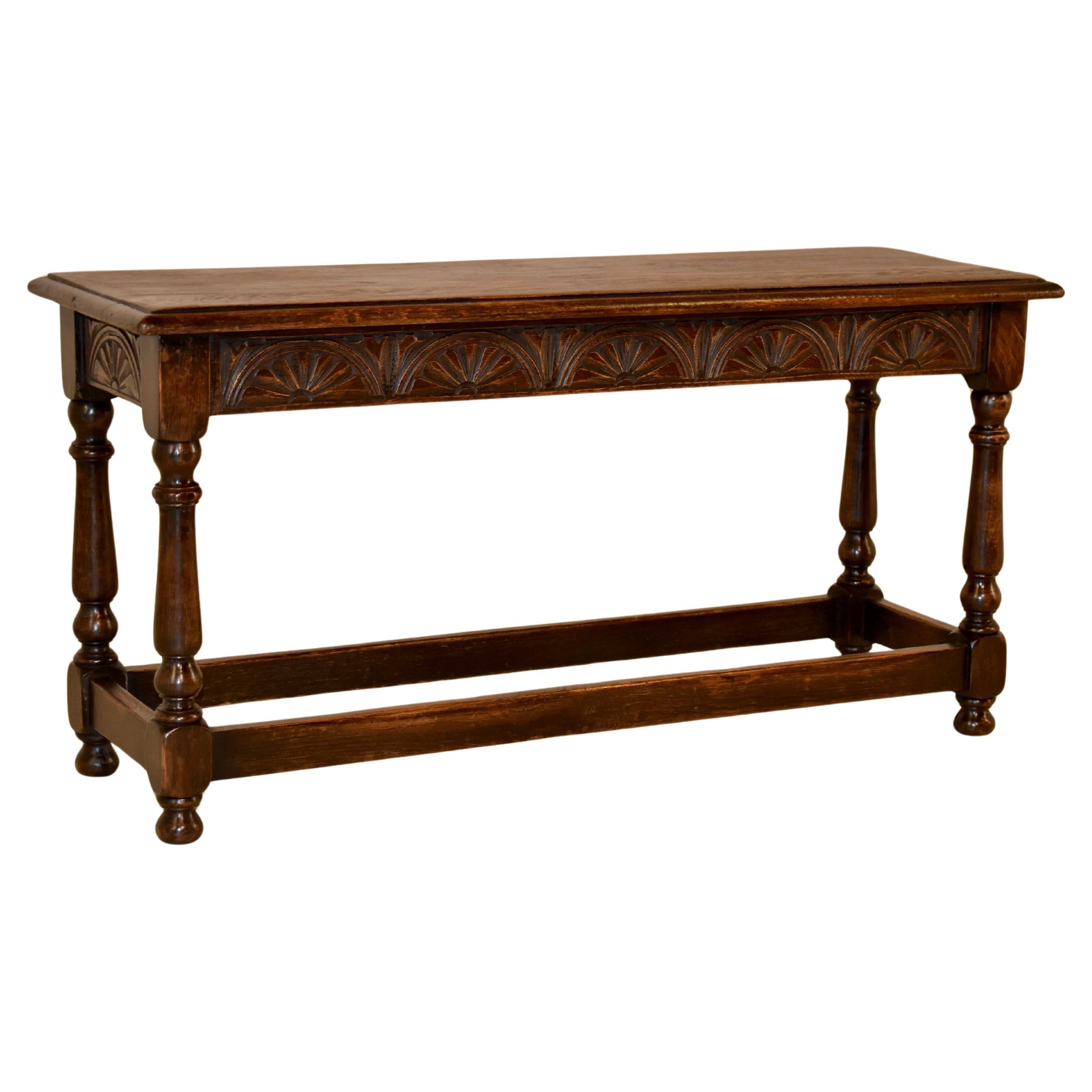 Circa 1900 English Oak Carved Bench