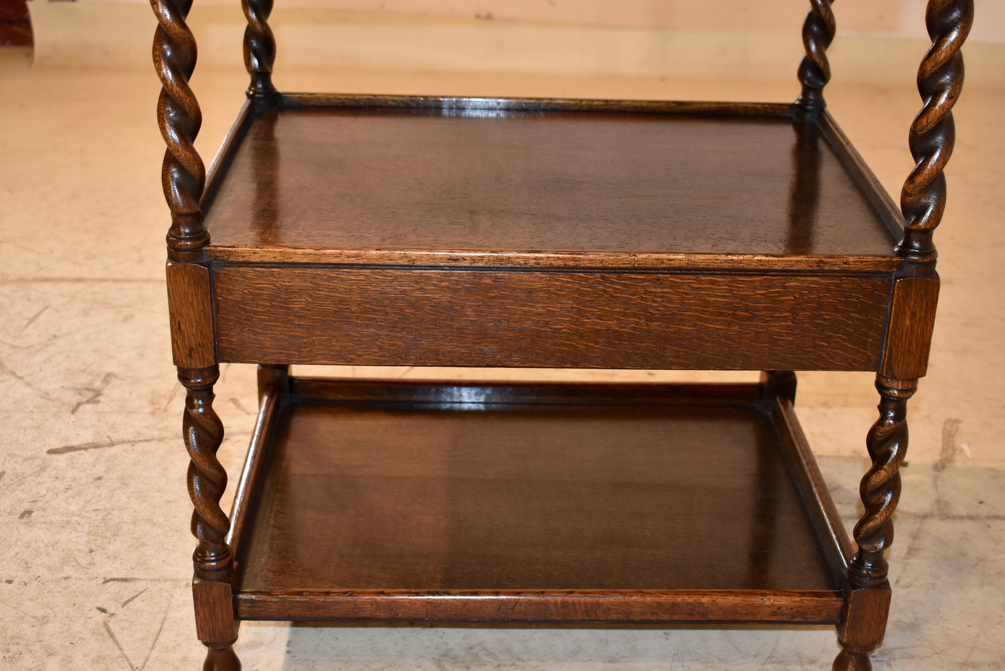 Circa 1900 English Oak Drinks Cart with Two Leaves 2