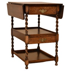 Circa 1900 English Oak Drinks Cart with Two Leaves