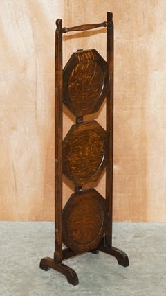 circa 1900 English Oak Folding Whatnot Display Table Cake Stand Lovely Patina