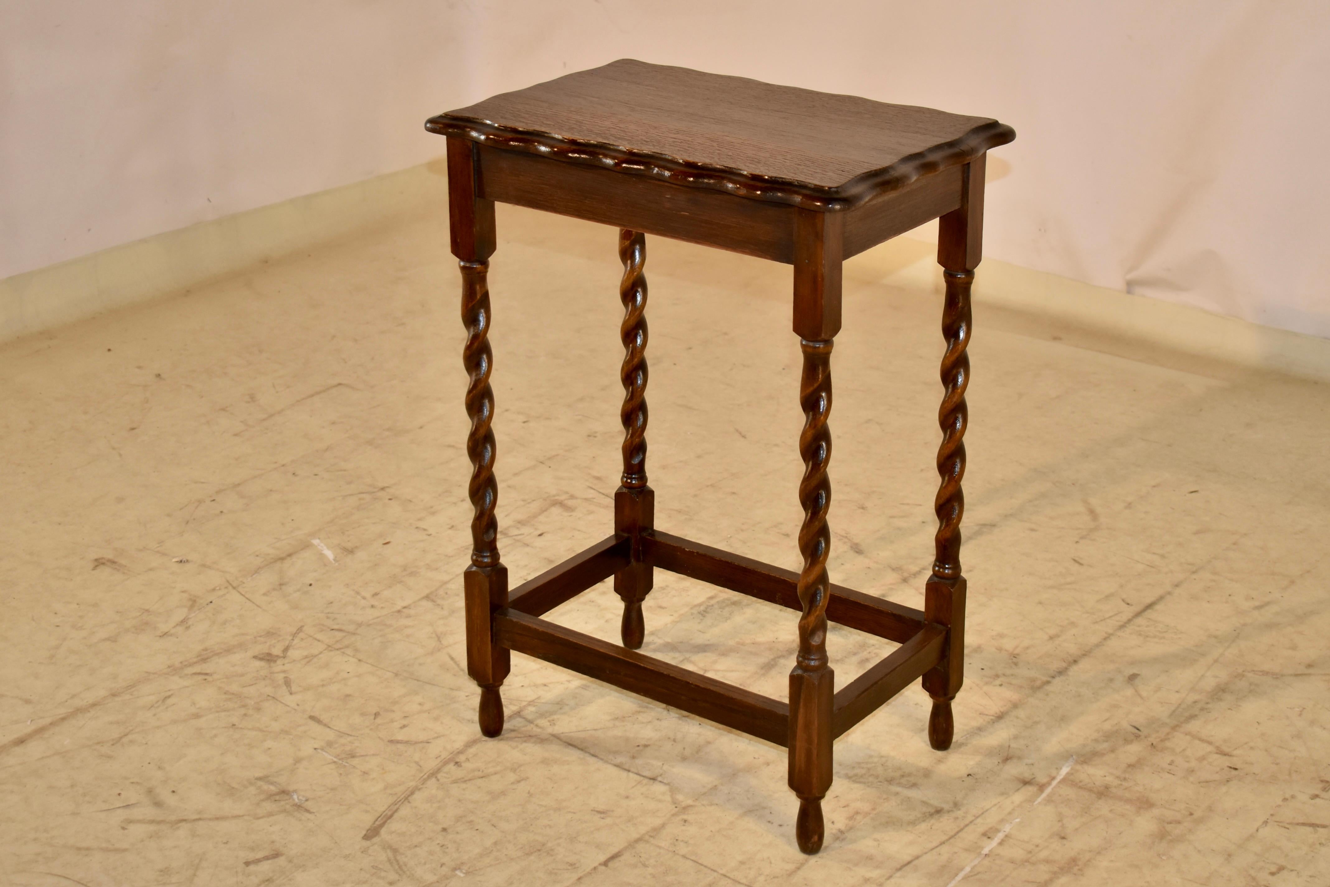 Turned Circa 1900 English Oak Side Table