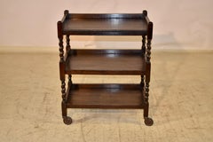Circa 1900 English Oak Three Tiered Drink Cart