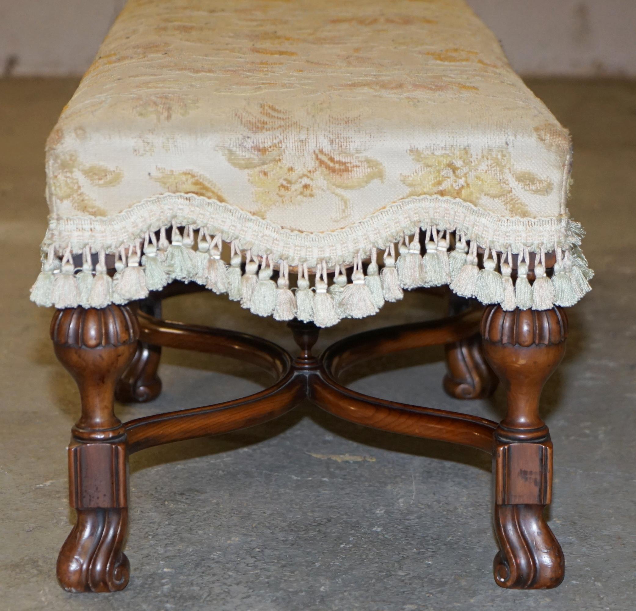 English Oak William & Mary Style Long Two Person Footstool Bench Seat circa 1900 5
