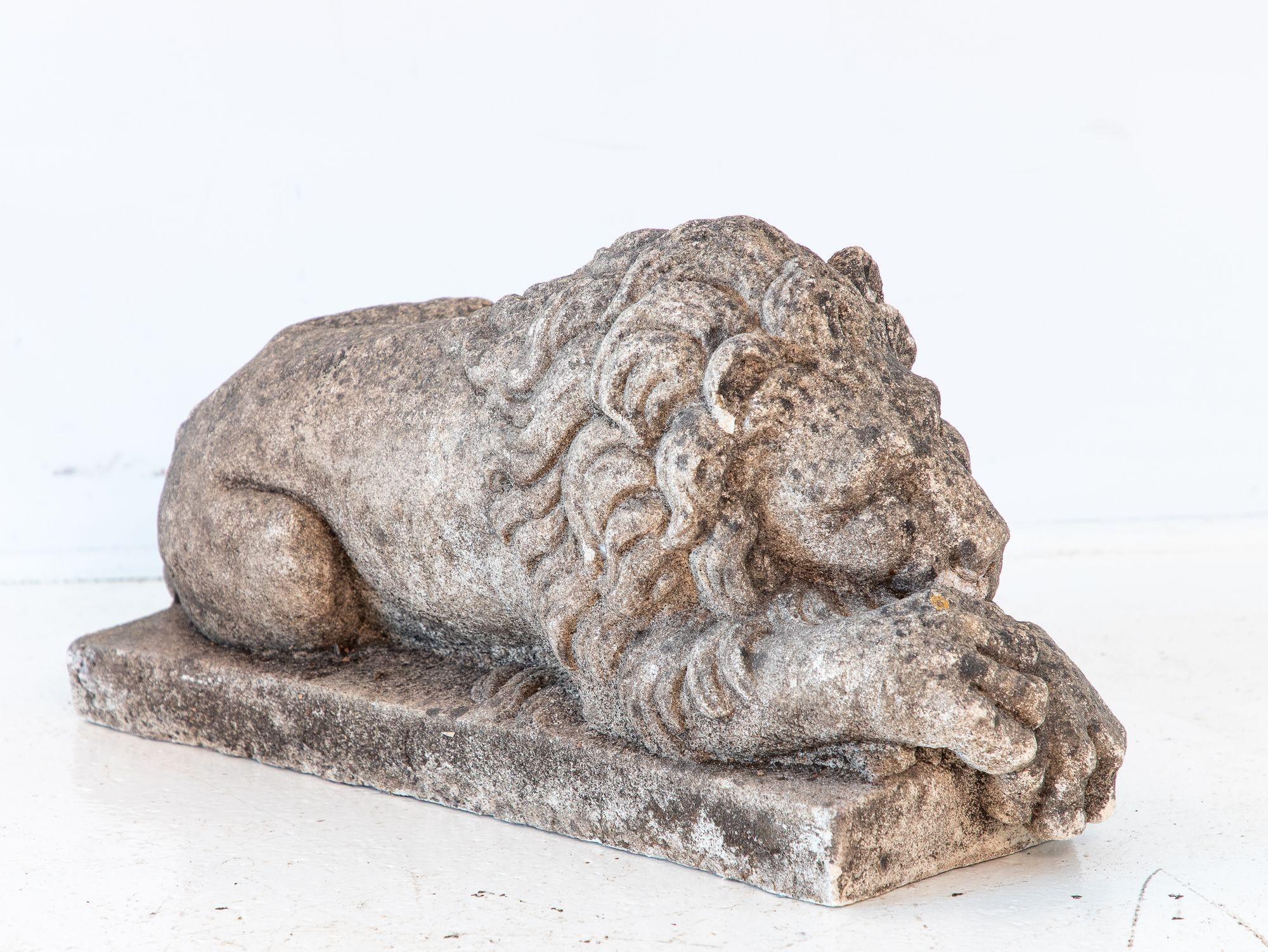 20th Century Circa 1900 English Recumbent Concrete Lion For Sale