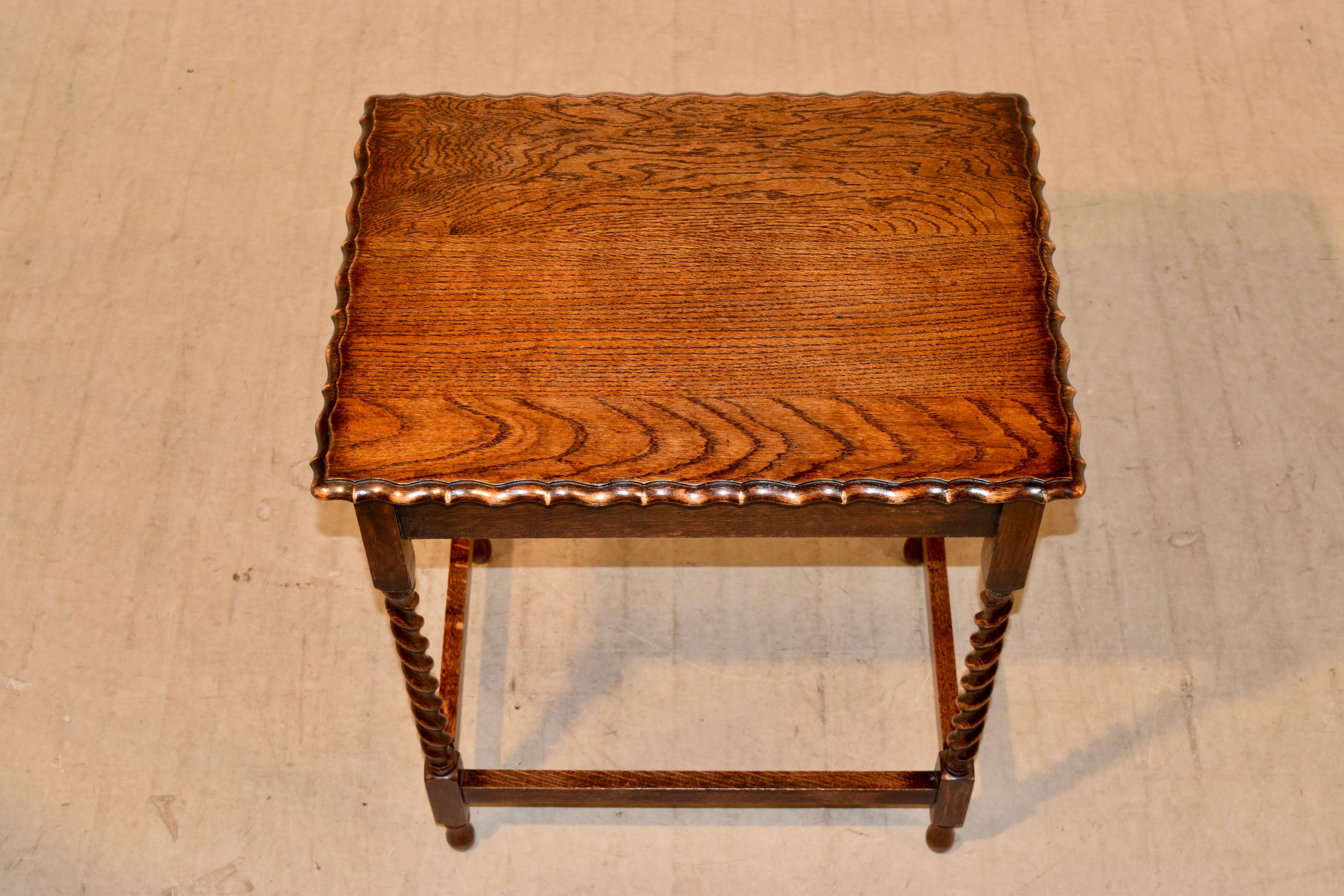 Oak English Scalloped Side Table, Circa 1900