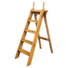Circa 1900 English Stripped Pine Shop Keeper's Ladder