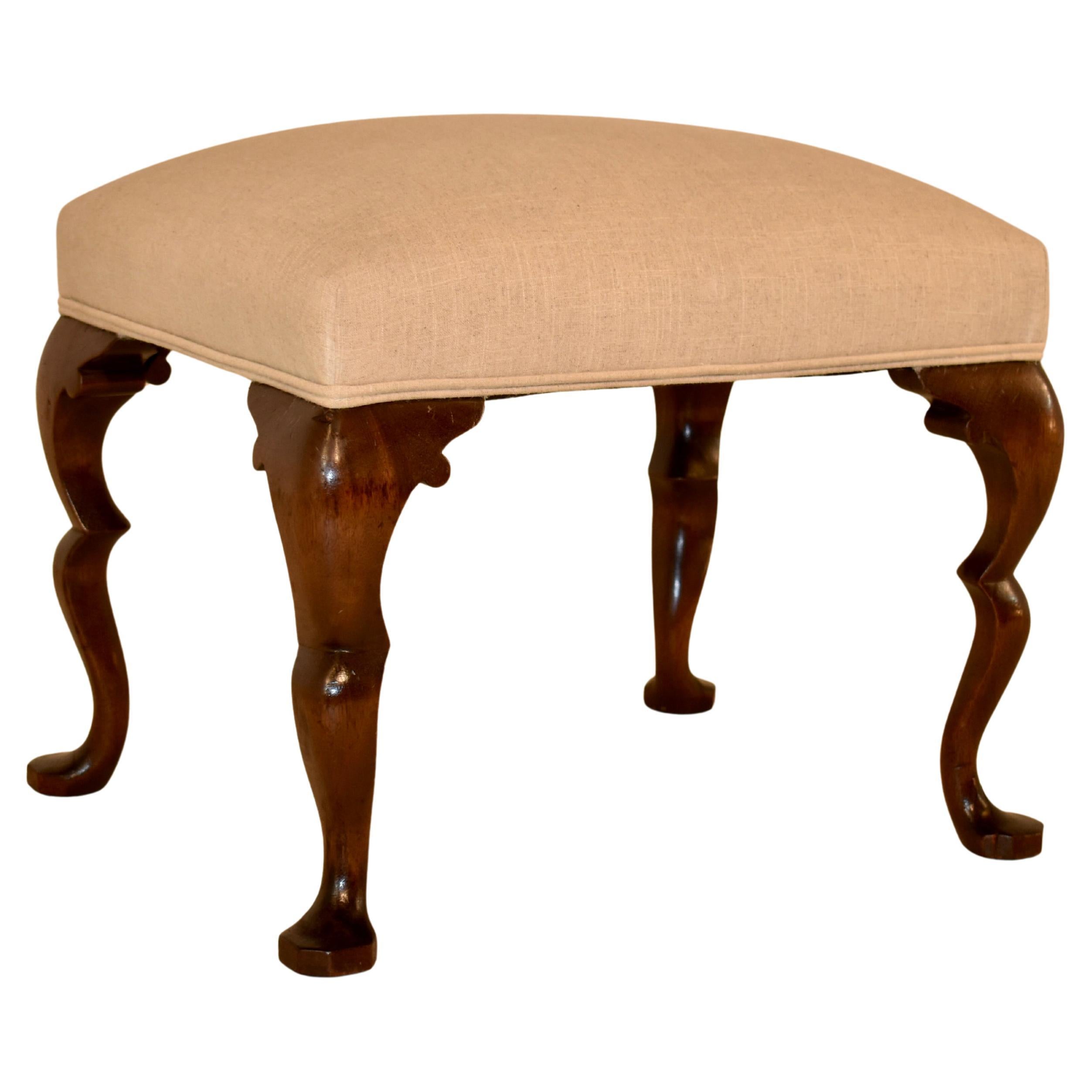 Circa 1900 English Walnut Upholstered Stool