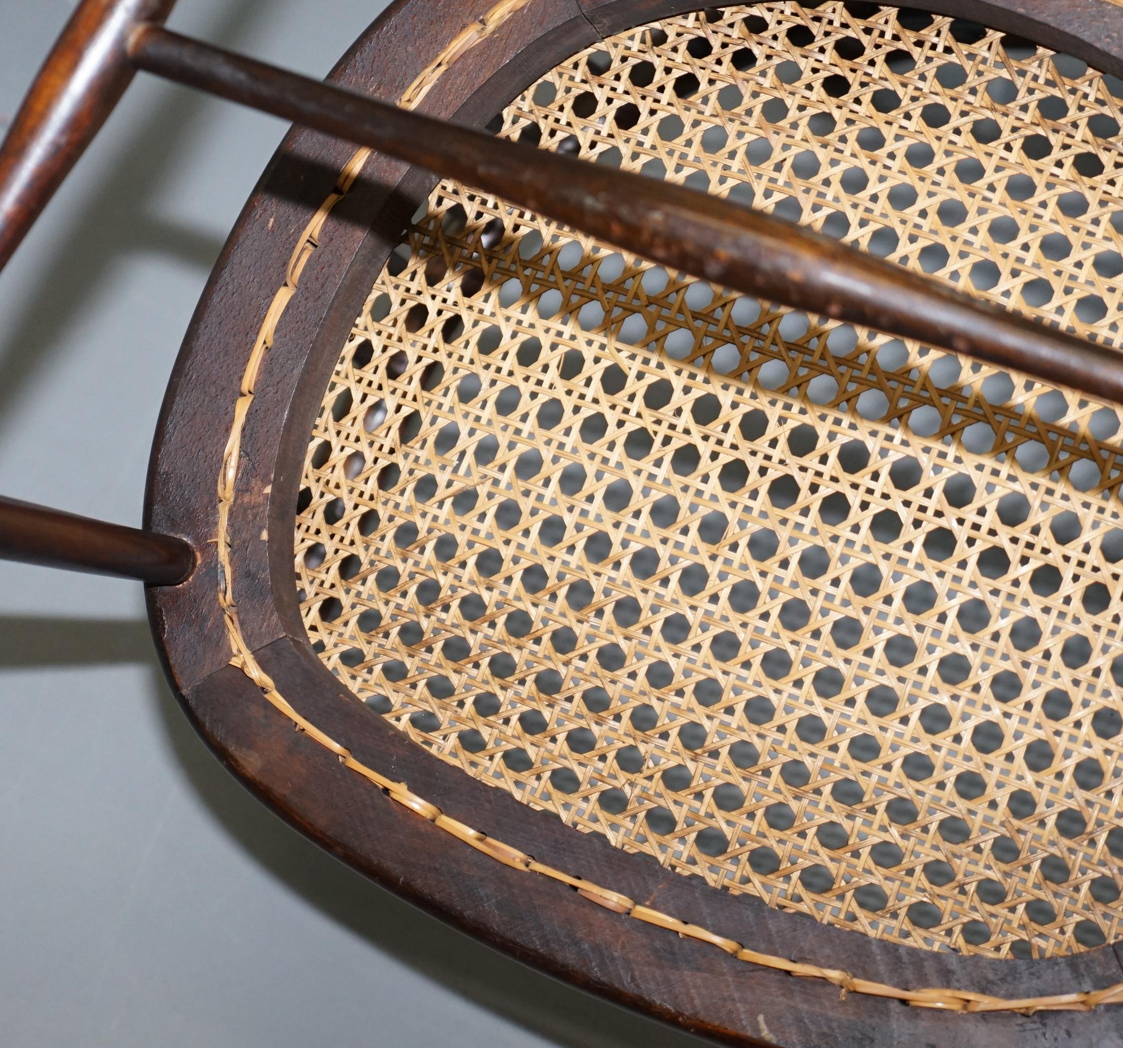 English Windsor Comb Spindle Back Armchair with Rare Rattan Seat, circa 1900 8