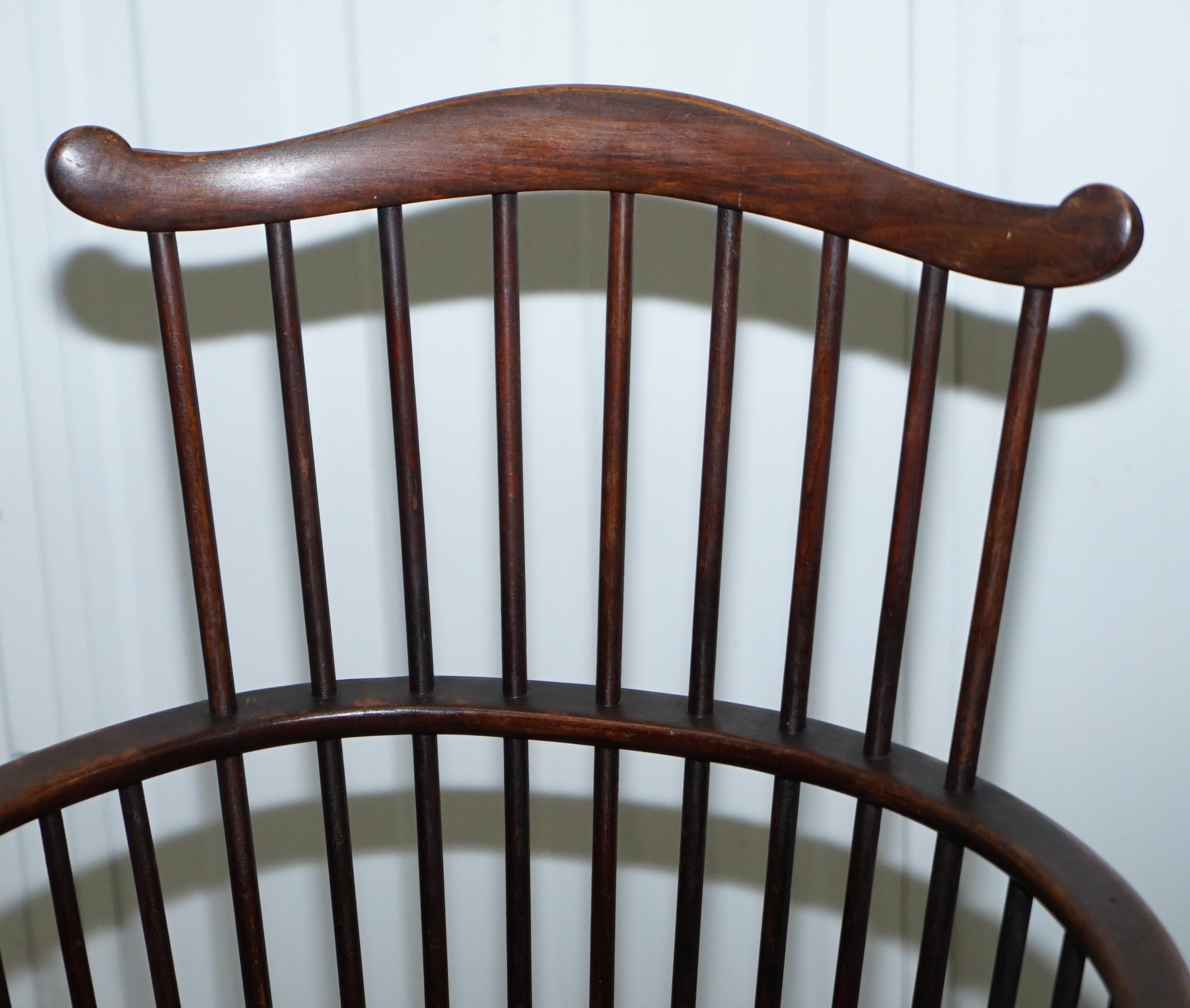 Hand-Crafted English Windsor Comb Spindle Back Armchair with Rare Rattan Seat, circa 1900