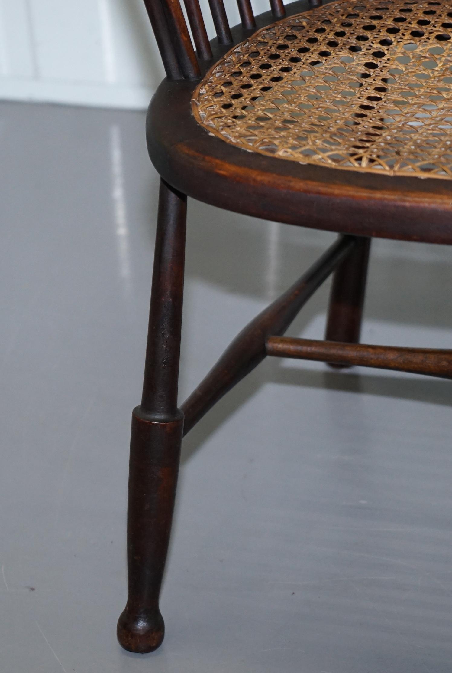 English Windsor Comb Spindle Back Armchair with Rare Rattan Seat, circa 1900 1