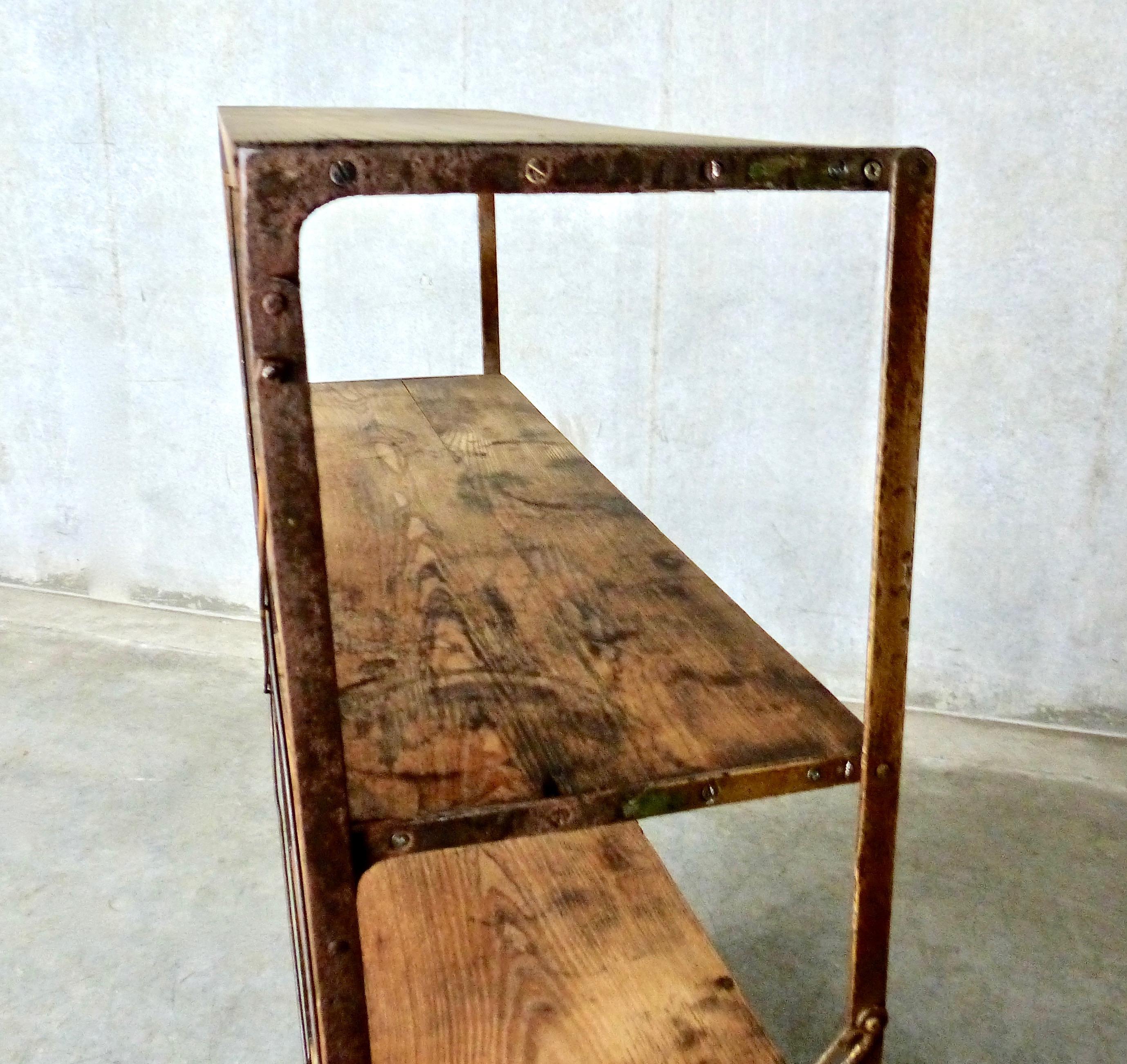 Industrial Folding / Combination Table Mercantile Shelf, circa 1900