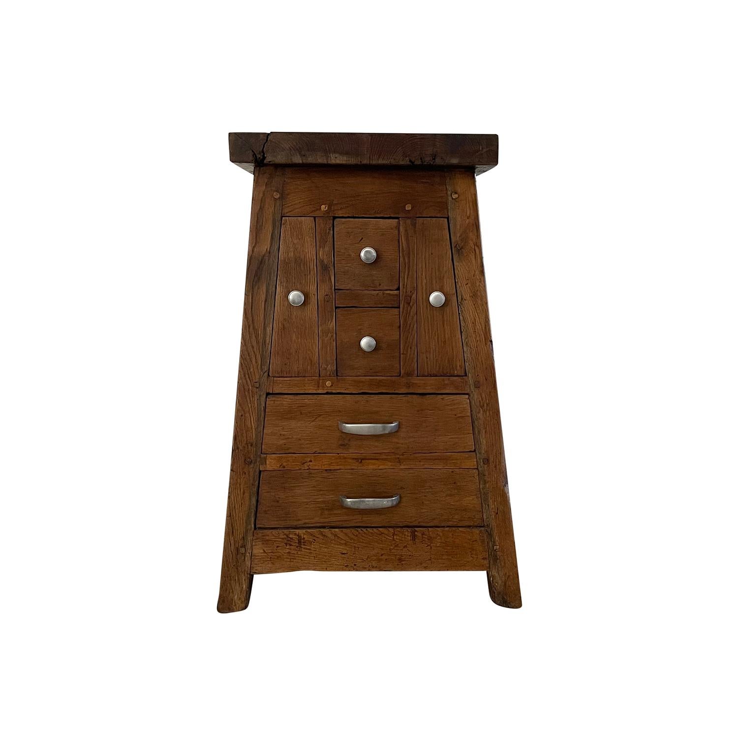 Circa 1900 French Antique Walnut Butcher Block – Rustic Provincial Worktable For Sale