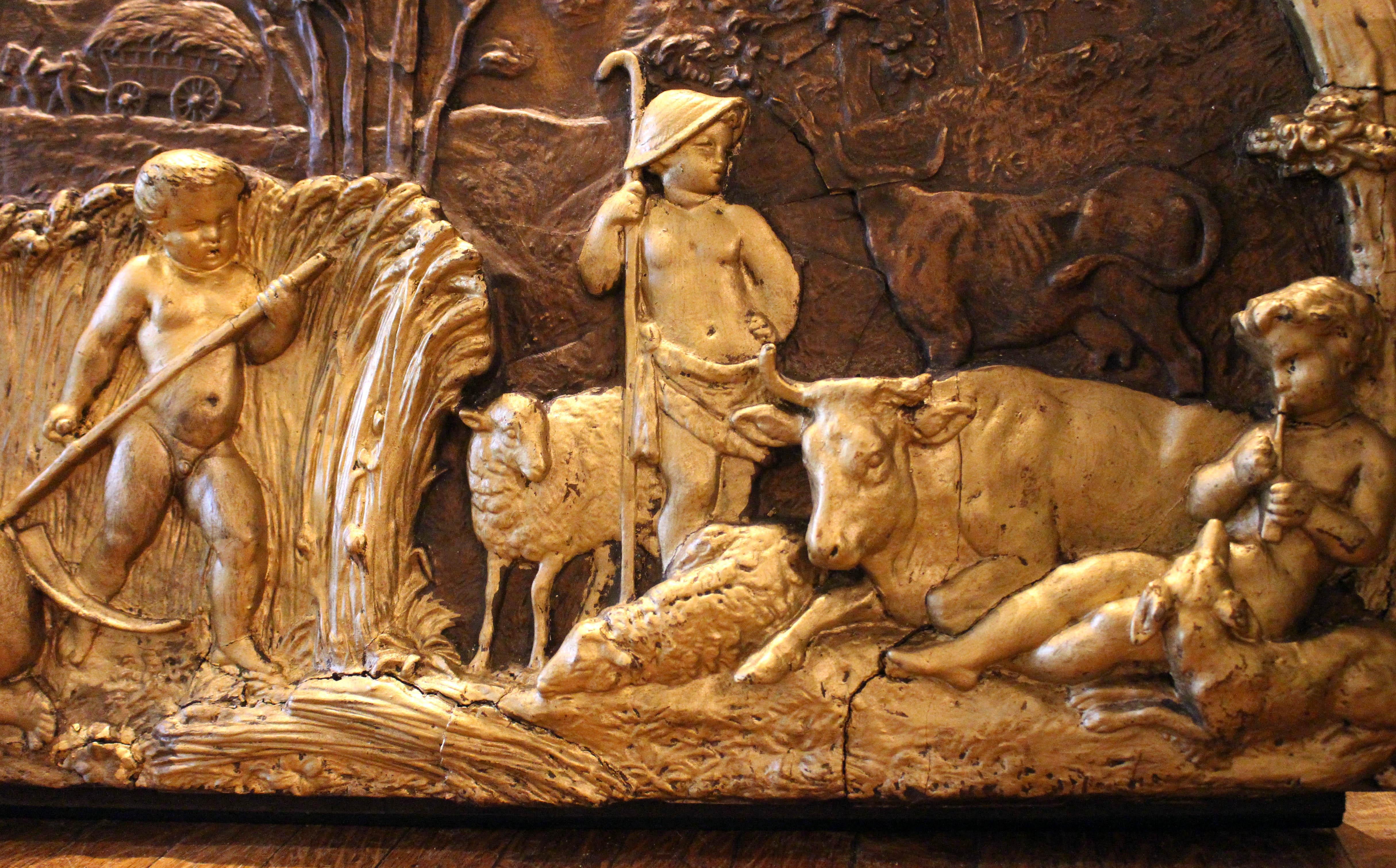 Early 20th Century Circa 1900 French Art Nouveau Large Bas Relief Panel For Sale